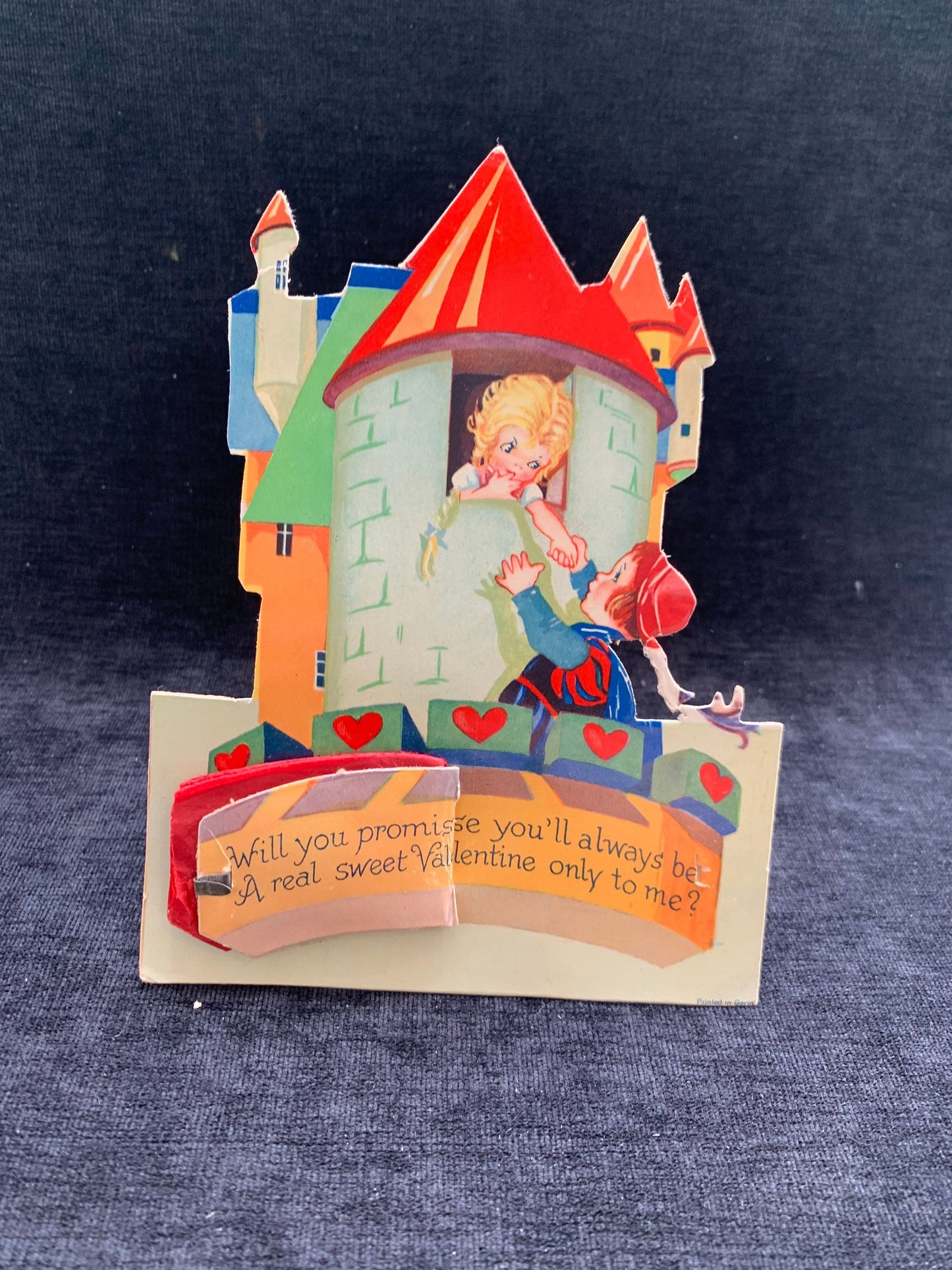 Princess in Castle Honeycomb Standing Vintage Valentine Card by Beistle 1920’s-1930’s