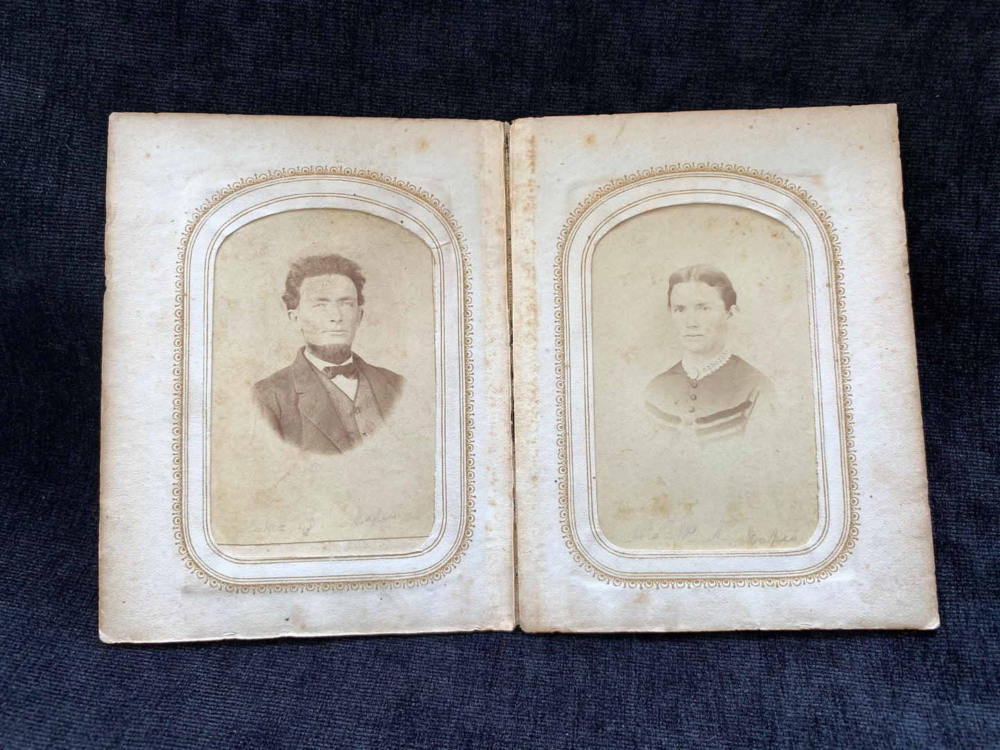 Four Victorian Era Photographs in Pages From a Photo Album, Rare Find, 1860s-1870s