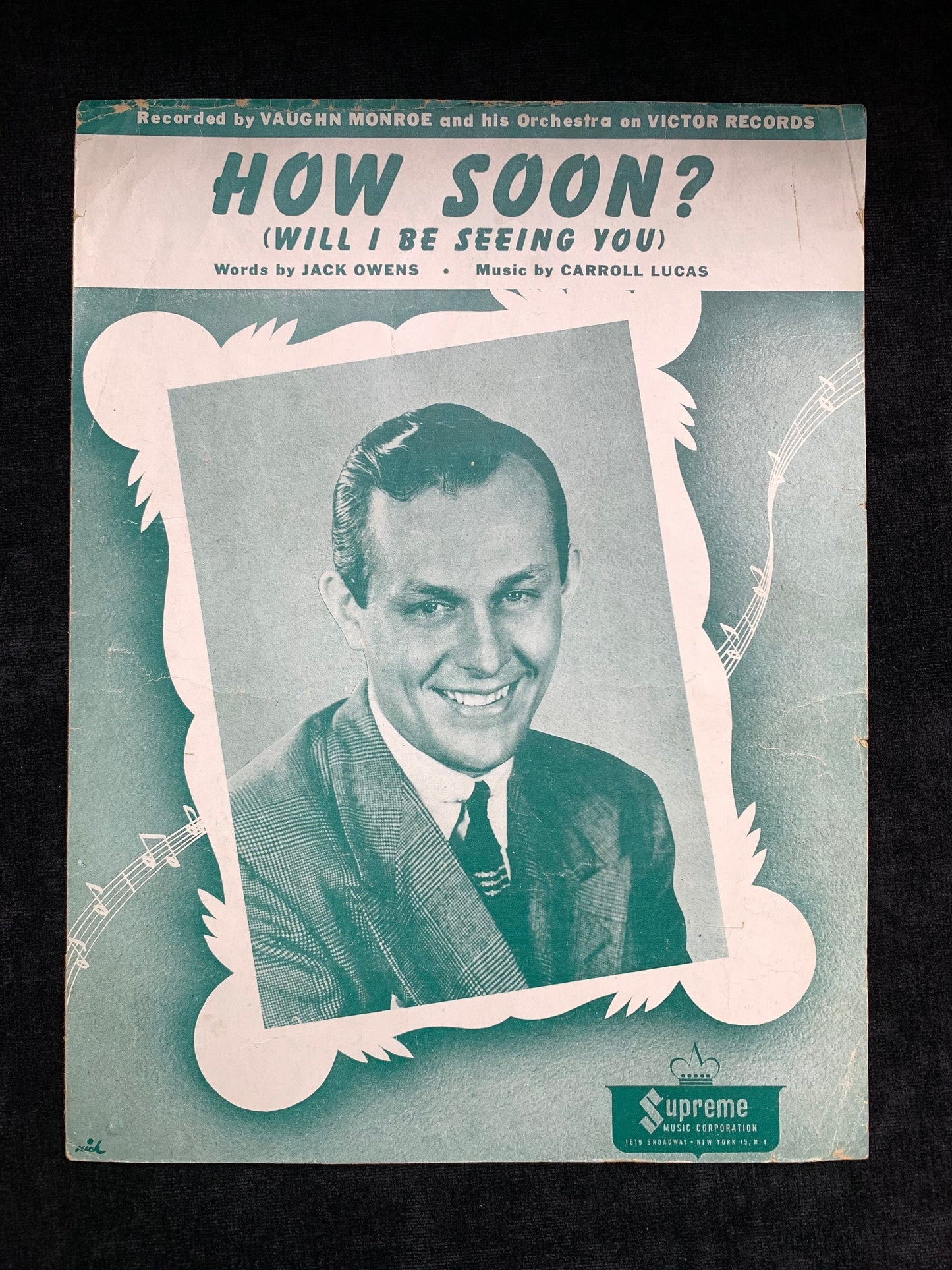 How Soon? Will I Be Seeing You Vintage Sheet Music 1944