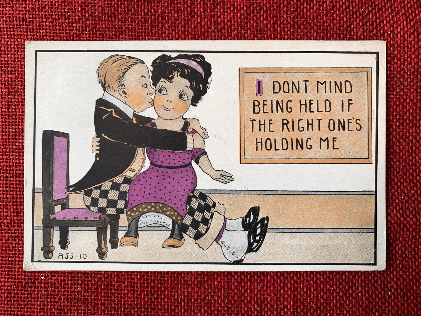 I Don't Mind Being Held If The Right One's Holding Me Rare Vintage Postcard 1910s