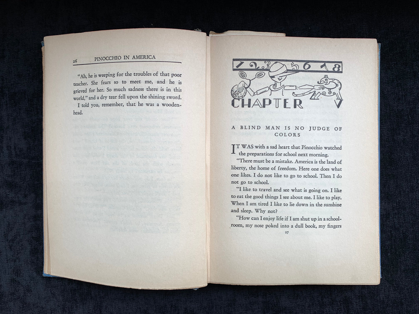 Pinocchio in America by Angelo Patri, Illustrated by Mary Liddell, First Edition 1928/1929