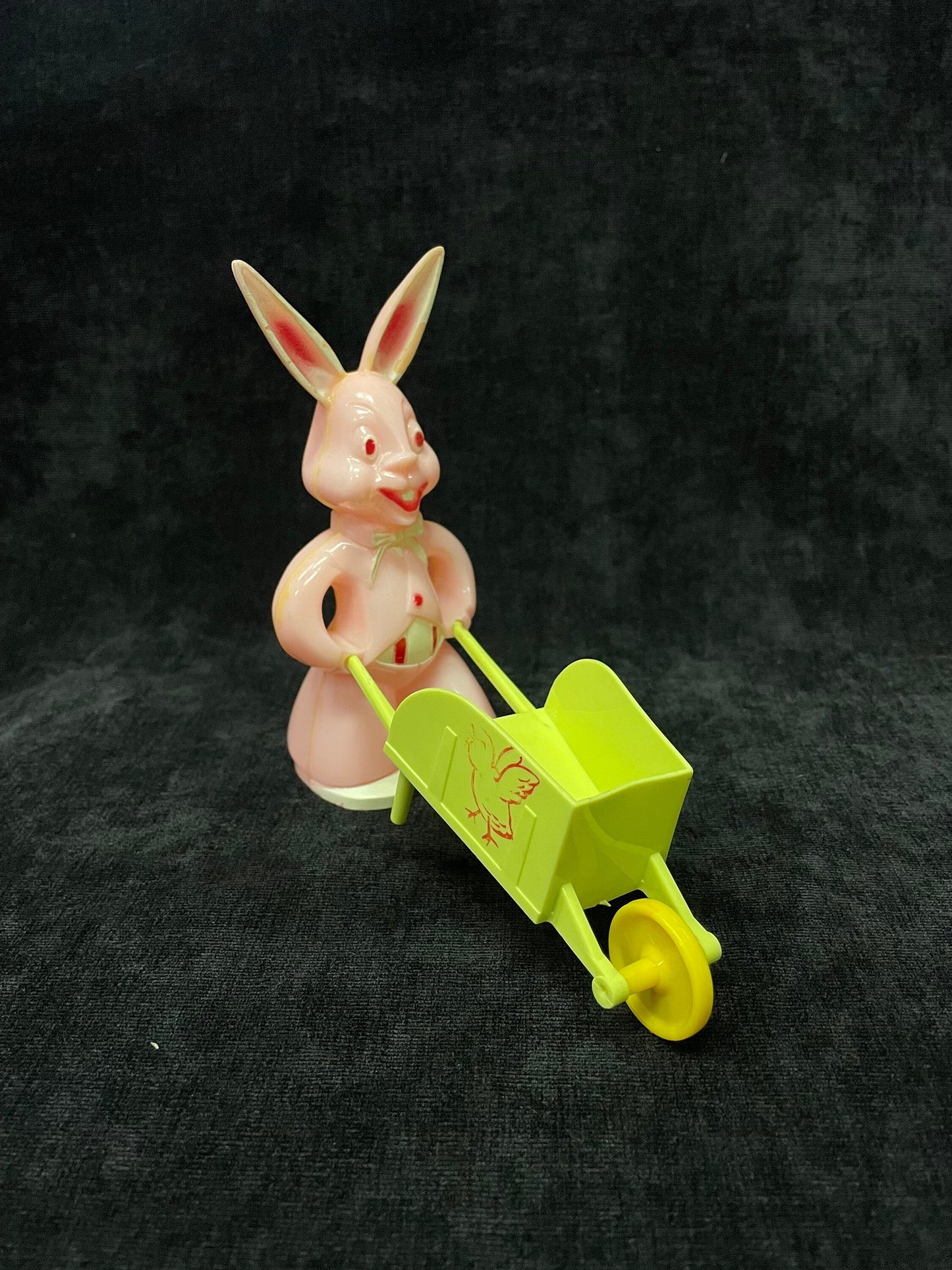 Rosbro Rosen Pink Bunny with Wheelbarrow Easter Candy Holder