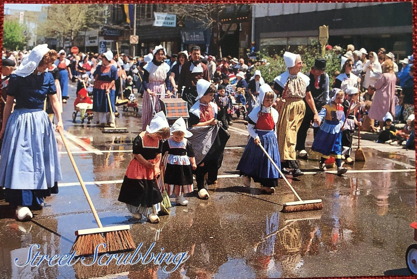 Tulip Time Holland Michigan Street Scrubbing Vintage Postcard