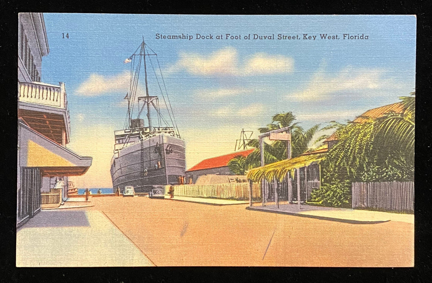 Steamship Dock at Foot of Duval Street, Key West, Florida - Vintage Postcard