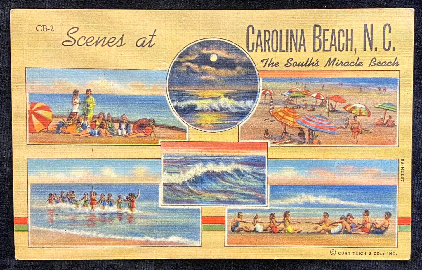 Scenes at Carolina Beach, N.C., The South's Miracle Beach - 1939 Linen Postcard