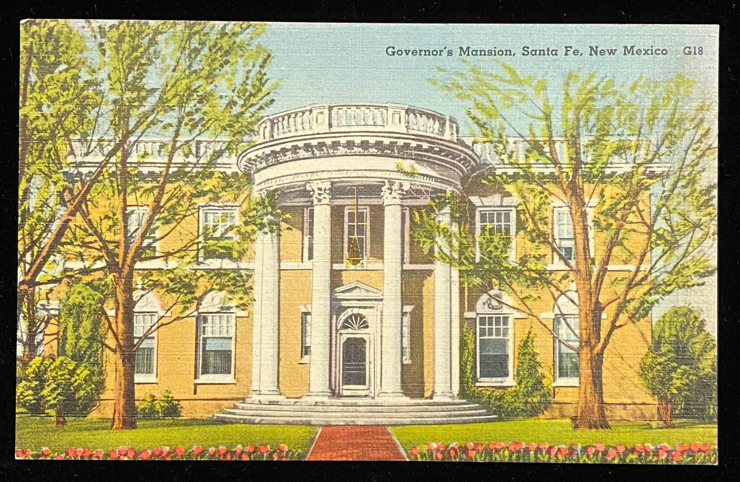 Governor's Mansion, Santa Fe, New Mexico - 1940s Linen Postcard