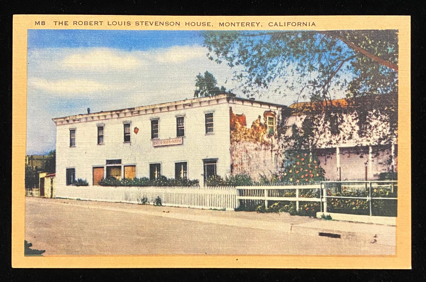 The Robert Louis Stevenson House, Monterey, California - 1940s Linen Postcard