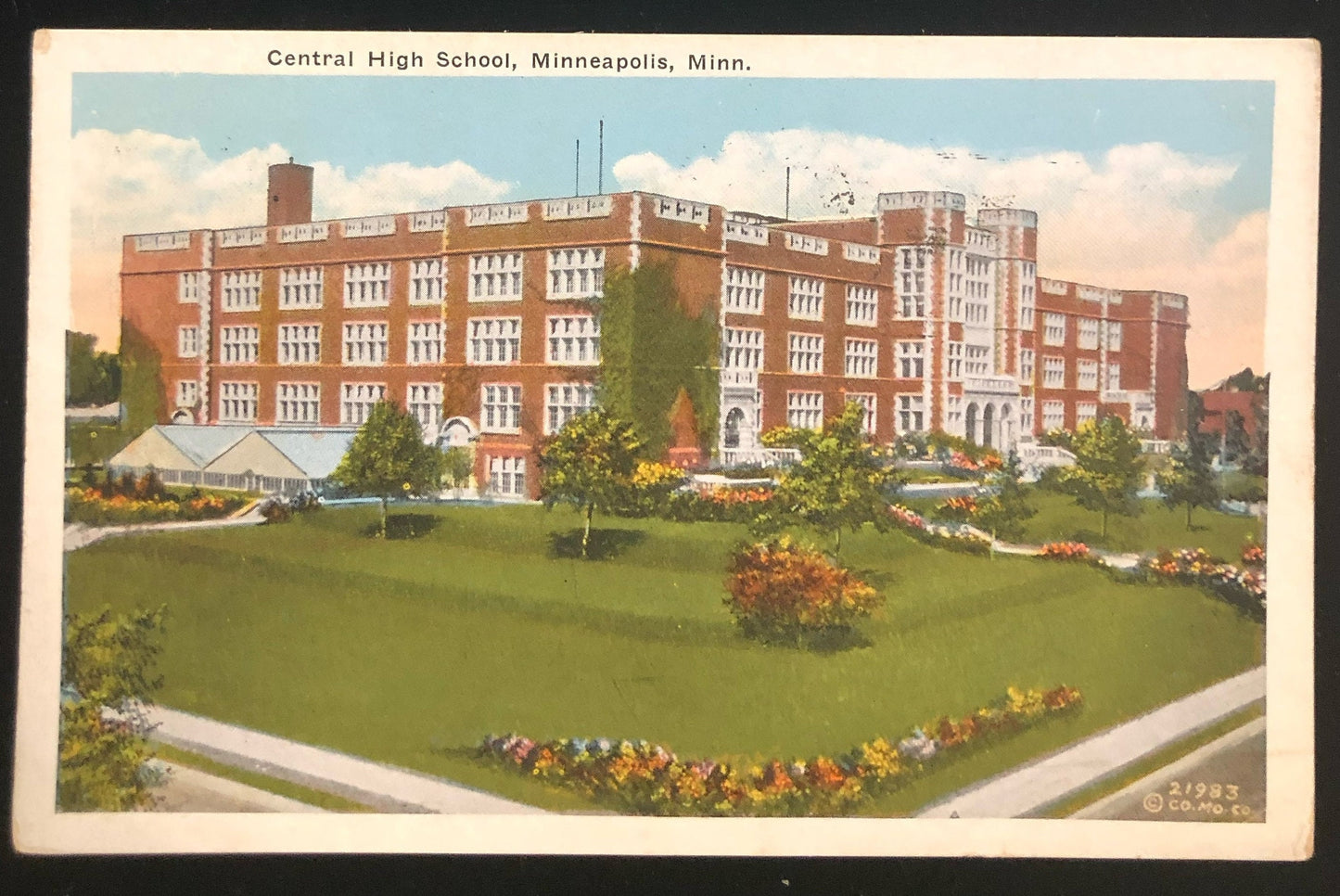 Central High School, Minneapolis Minnesota, Carmine 2 Cent Washington Stamp, Vintage Postcard