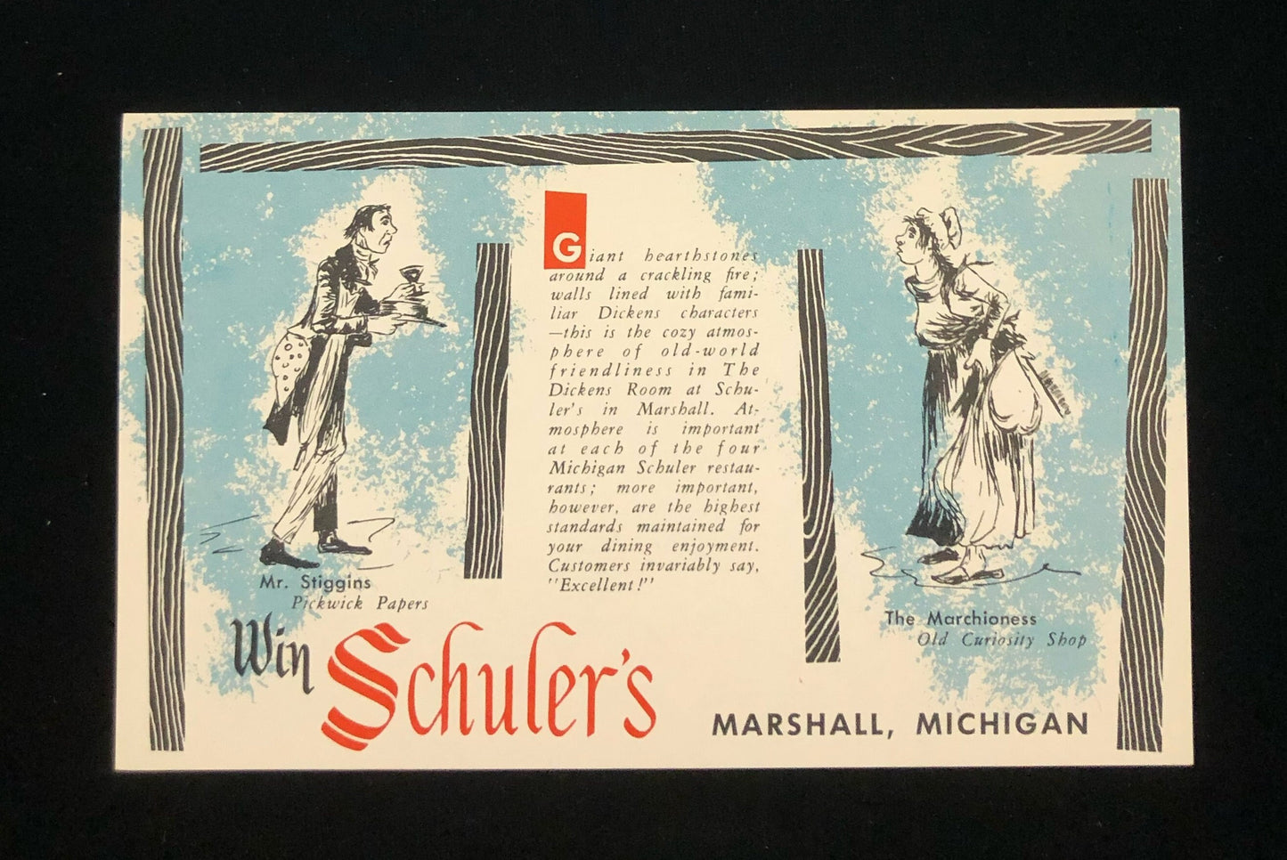 Win Schuler's Marshall, Michigan Collectable Advertising - Vintage Postcard