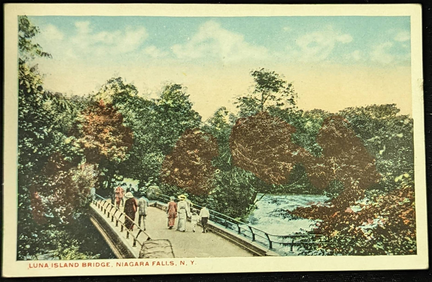 Luna Island Bridge, Niagara Falls, New York - Vintage Postcard