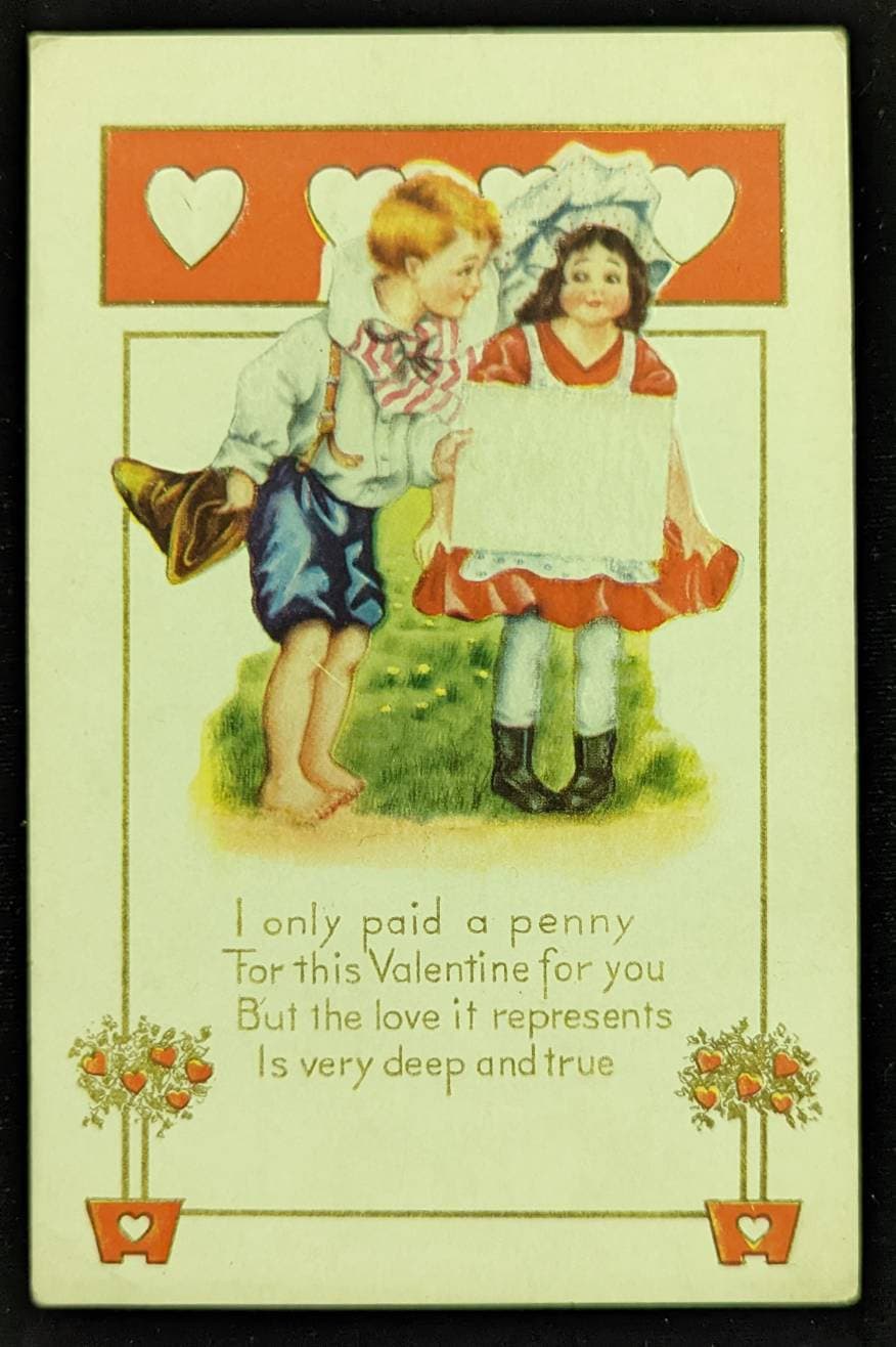 Valentine Poems with Children- Vintage Valentine Postcard