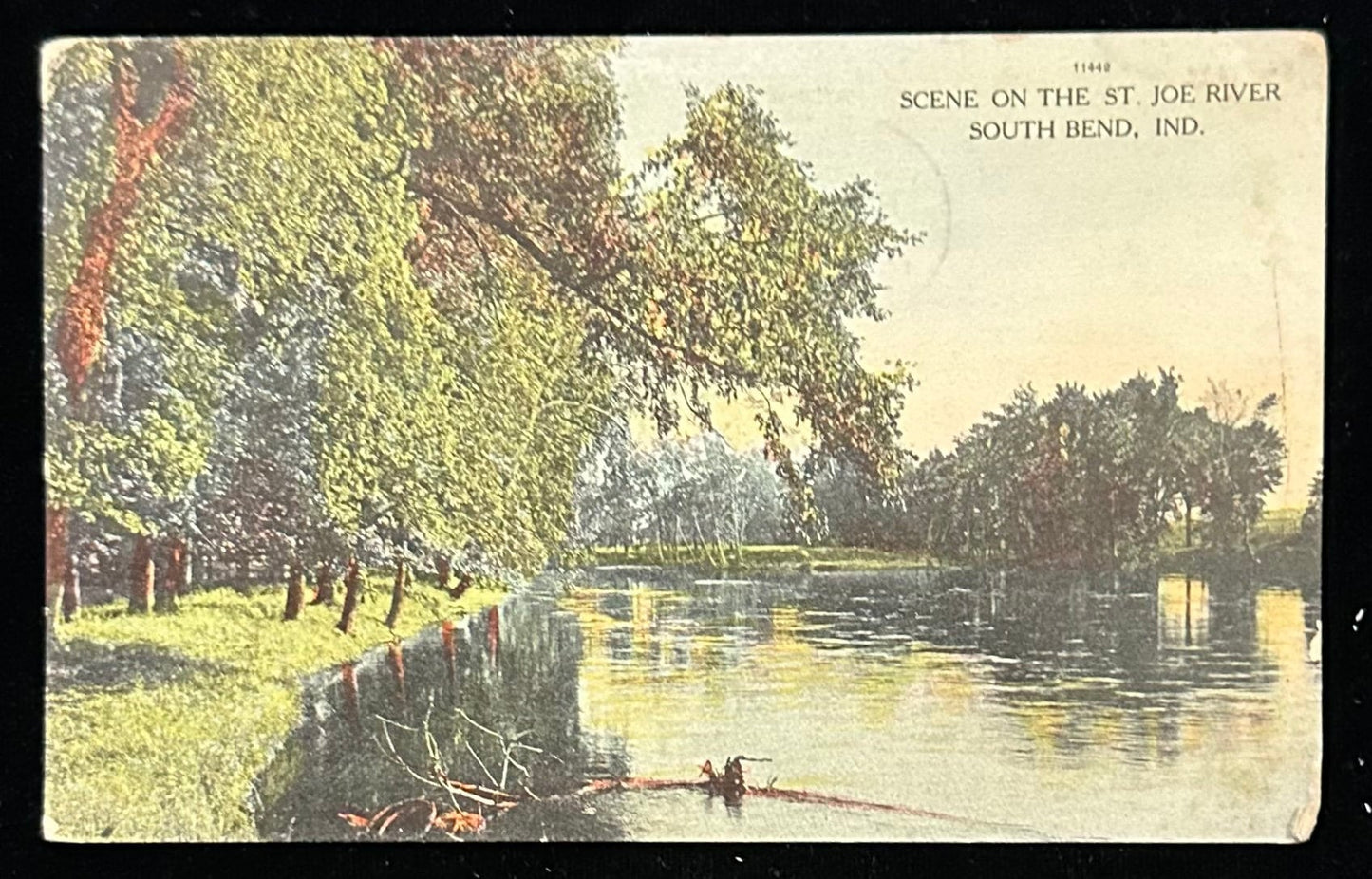 Scene on the St. Joe River South Bend, Ind.- Vintage Postcard