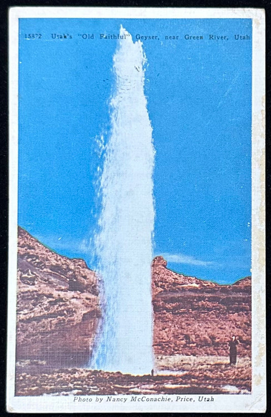 15372 Utah’s “Old Faithful” Geyser, near Green River, Utah - Linen Vintage Postcard