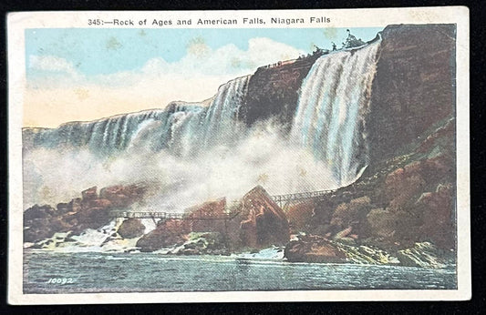 345 Rock of Ages and American Falls, Niagara Falls - Vintage Postcard