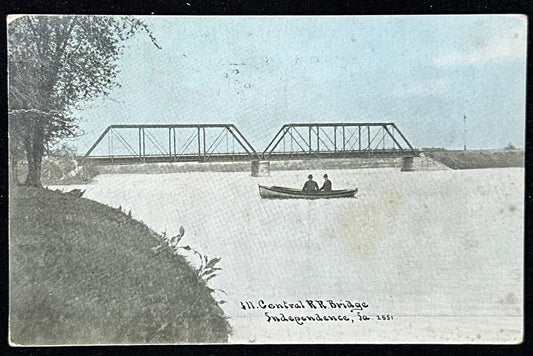 511 Central RR Bridge - Independence, IA - Vintage  hand tinted photo 1908 Postcard