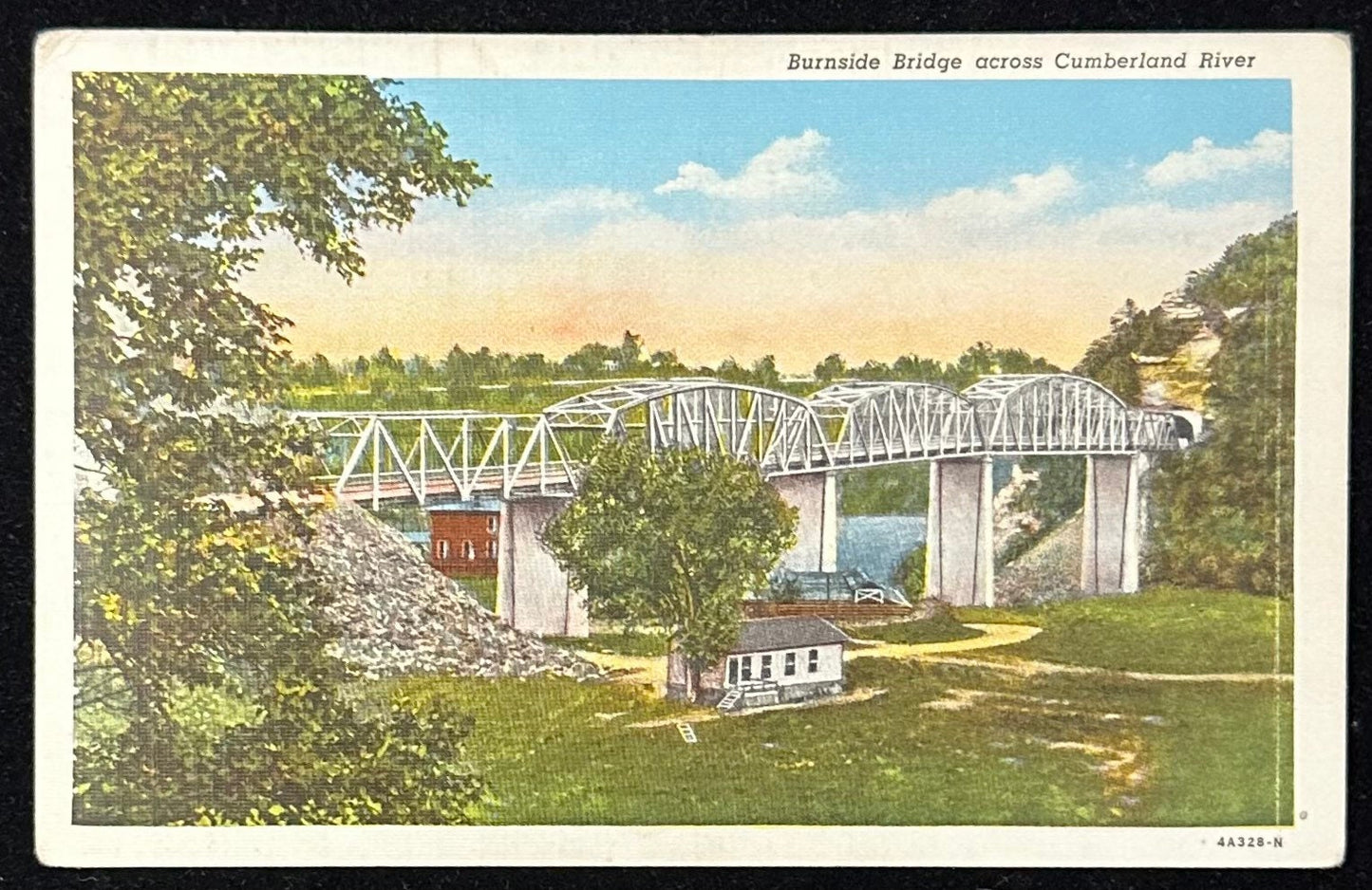 Burnside Bridge across Cumberland River -Kentucky - Linen Vintage Postcard