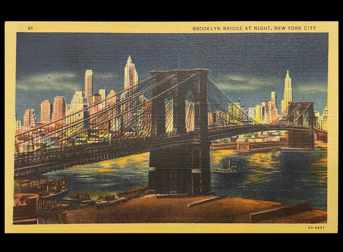 Brooklyn Bridge at Night, New York City - Digital Print - New York