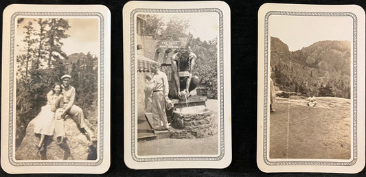 1930s Photos of Child and Parents - San Antonio, Texas - Set of 3 Vintage Photos-  - Child posed Near Cliff - Ute Chief Manitou Soda Springs