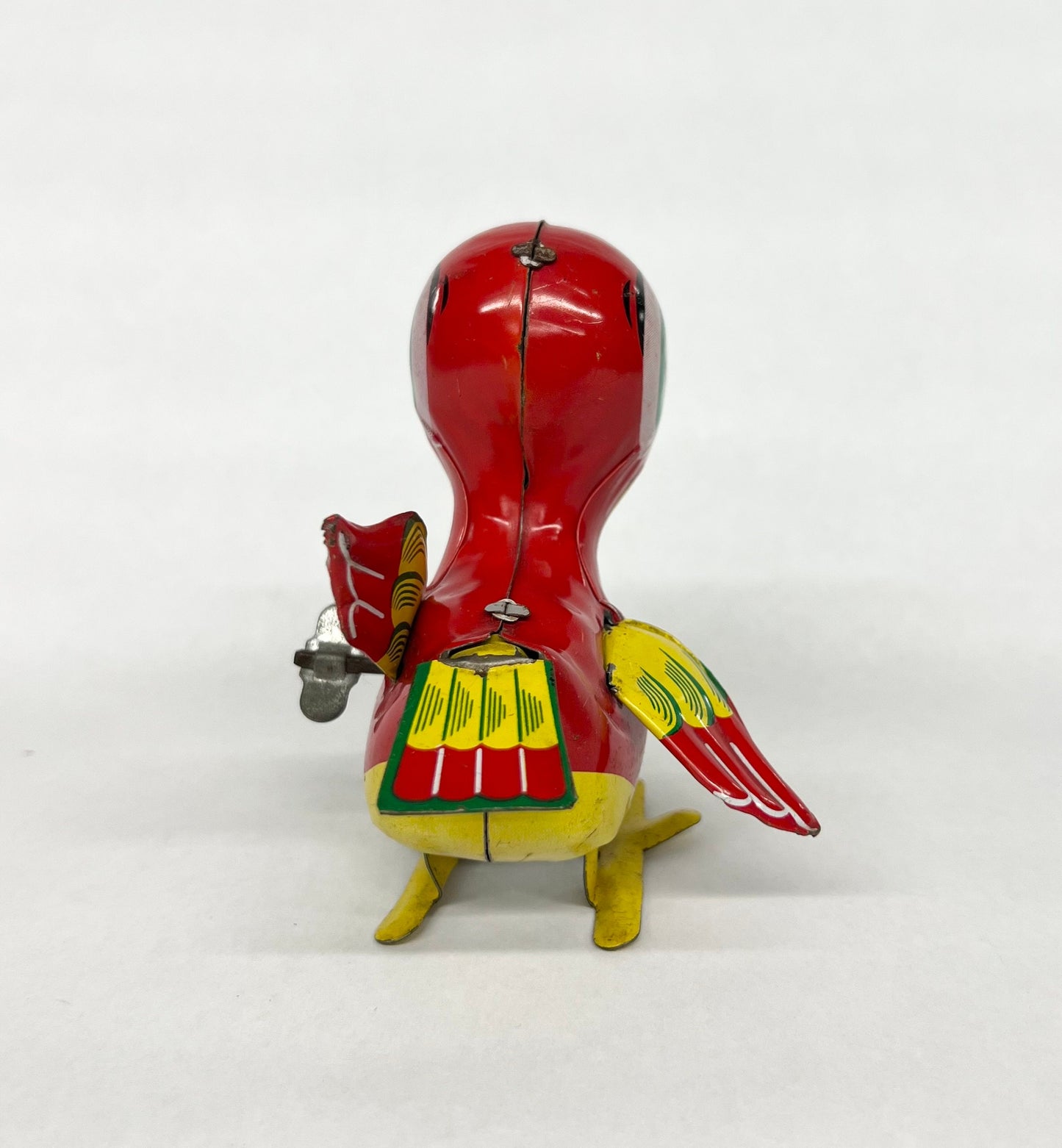 TIN LITHO Windup Hopping Bird with Flapping Wing - 1950s Mikuni Co. Japan -Wind up Bird Works Fine - Lith Paint in Great Condition