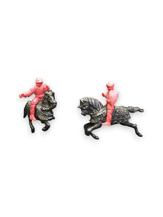 1960s Medieval Lido Knights Mounted Horses Black Red