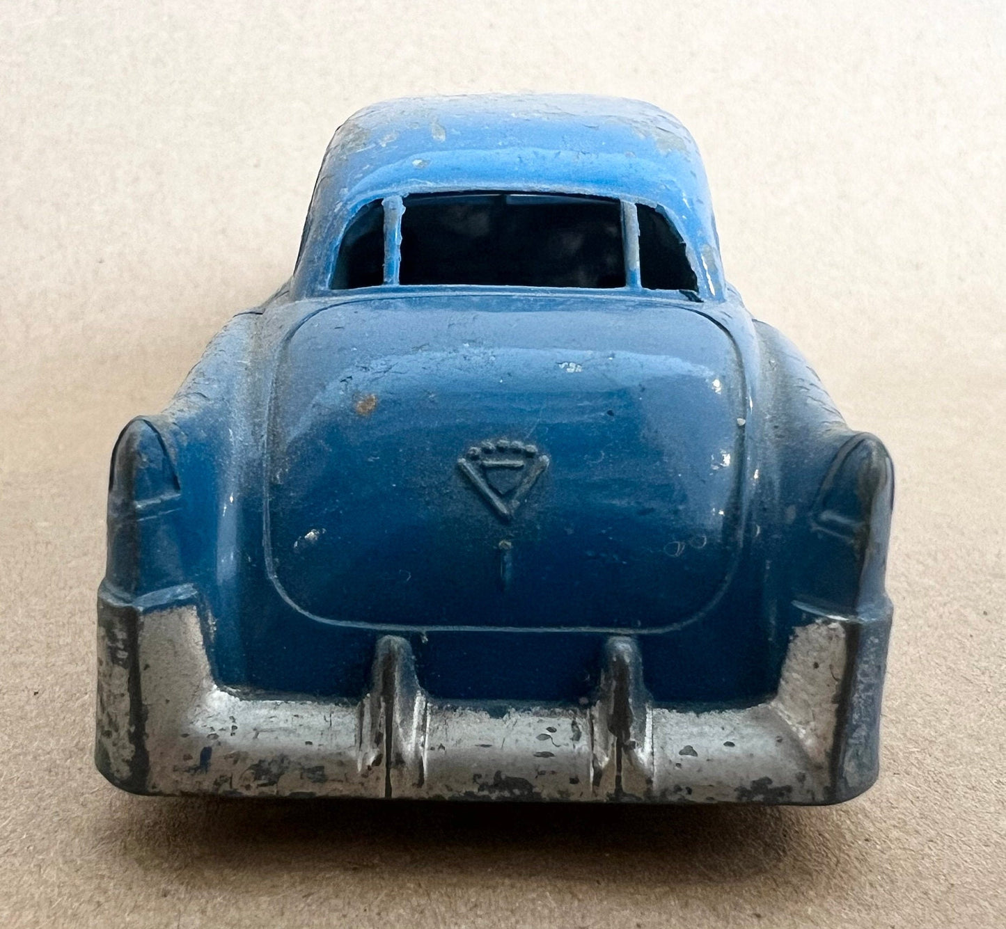 1948 GM Cadillac- Tootsie Toy- 6" long tootsie toy Cadillac - 1:43 Blue Cadillac - All Paint and Tires Original - Played with condition