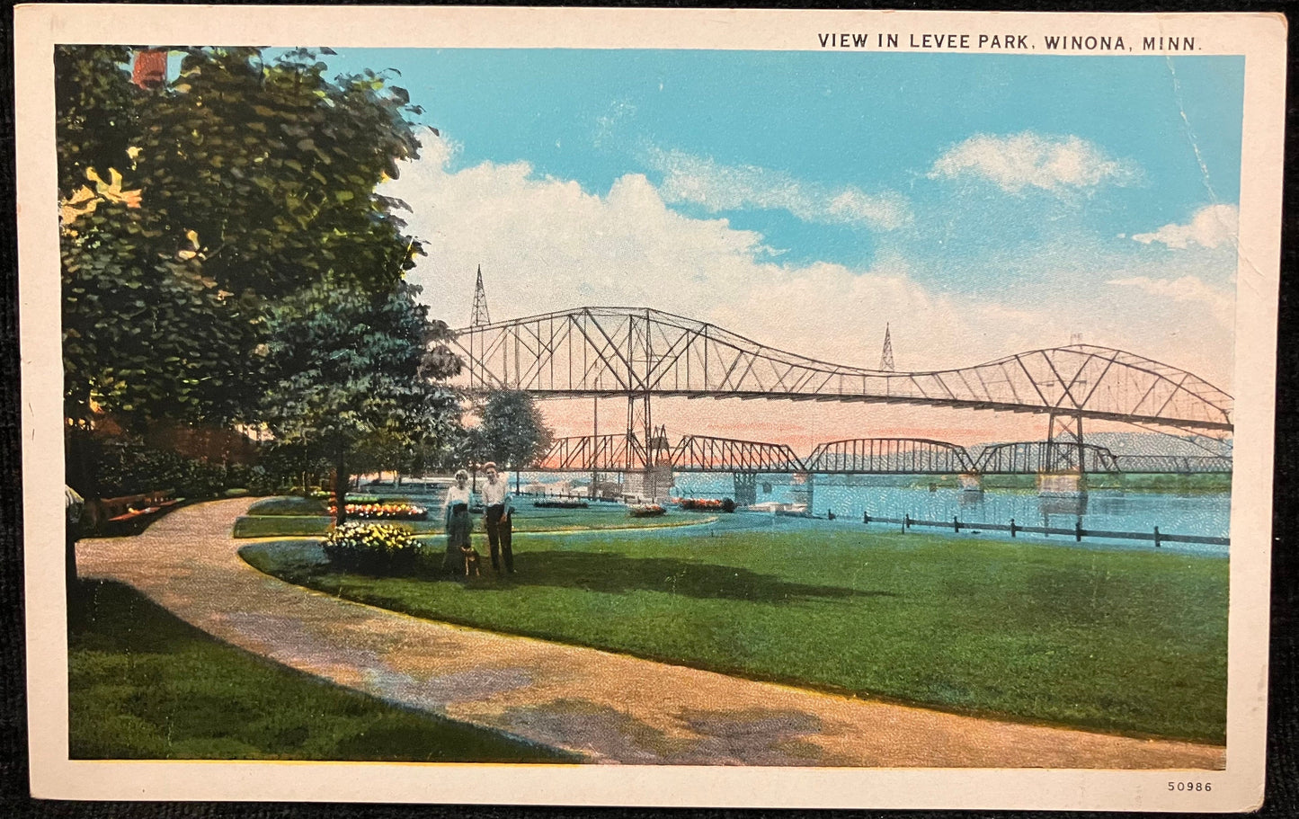 View in Levee Park, Winona, Minn. - Vintage Park Postcard - Land of 1000 Lakes