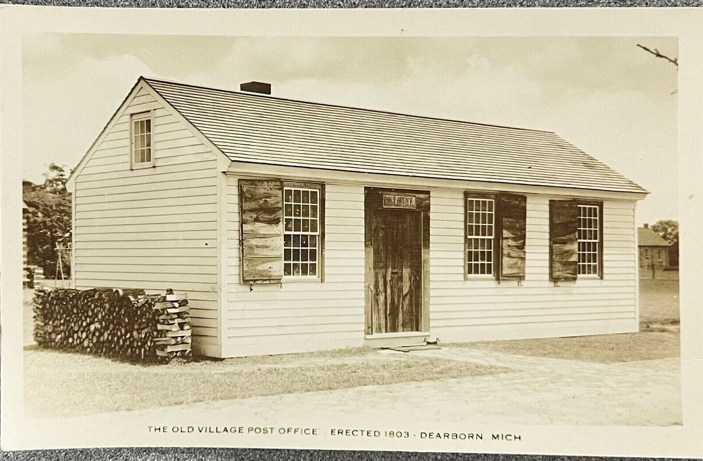 The Old Village Post Office, Effected 1803 - RPPC Dearborn Mich The Artcraft Photo Company