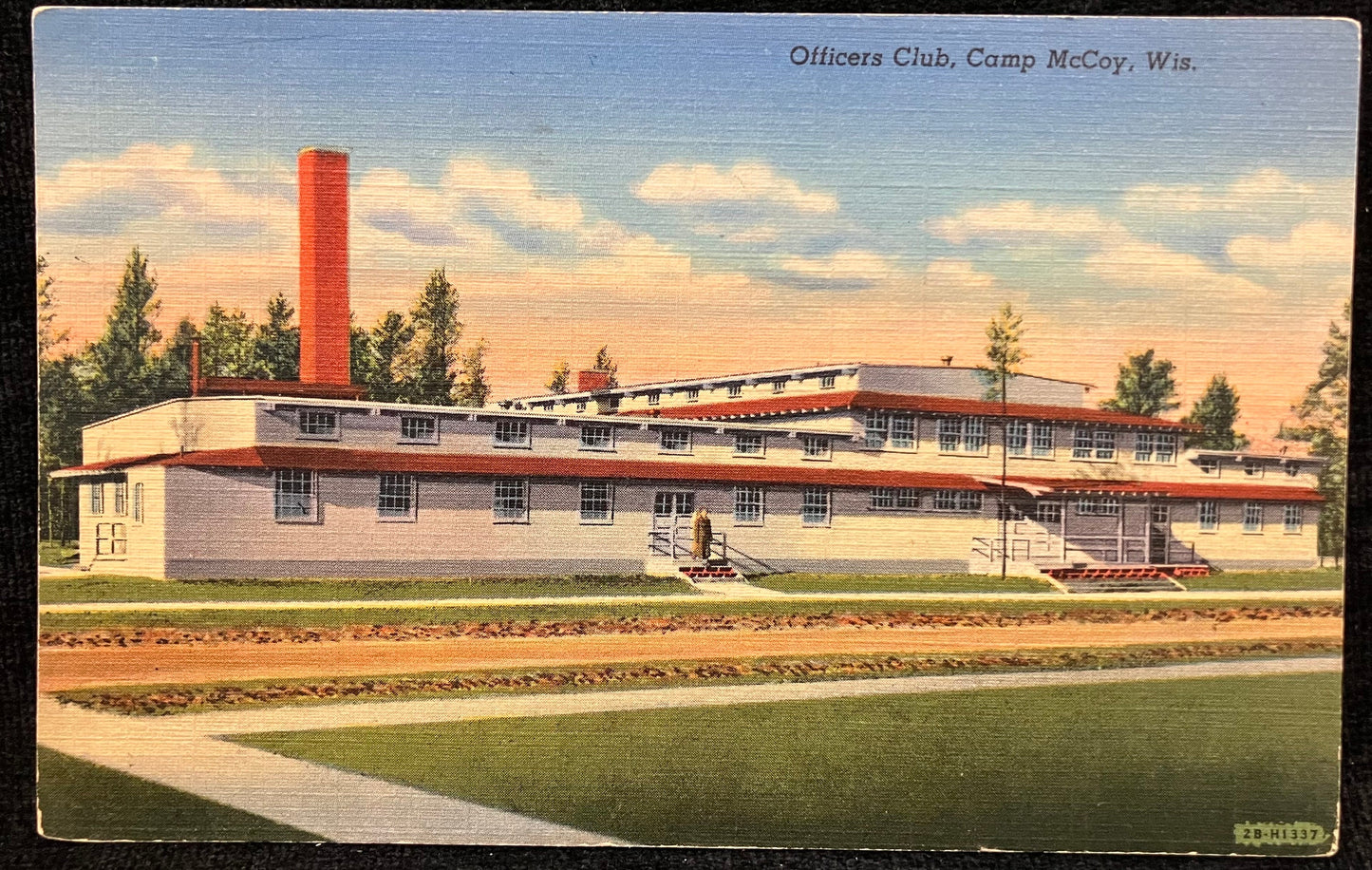 Officers Club, Camp McCoy, Wis. - Vintage Army Postcard - WWII Military Training Camp