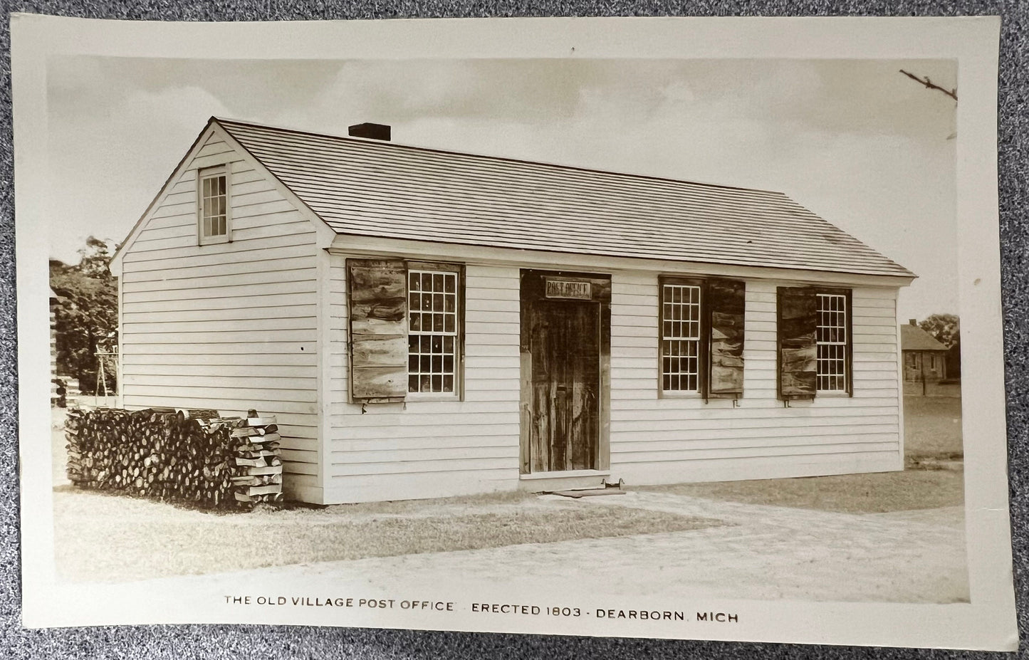 The Old Village Post Office, Effected 1803 - RPPC Dearborn Mich The Artcraft Photo Company