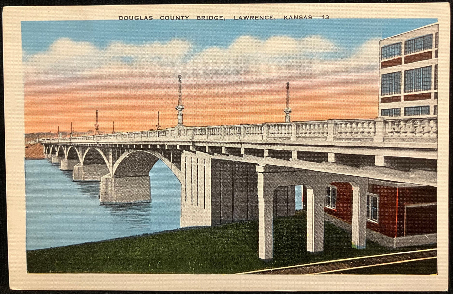 Douglas County Bridge, Lawrence, Kansas - Vintage Bridge Postcard