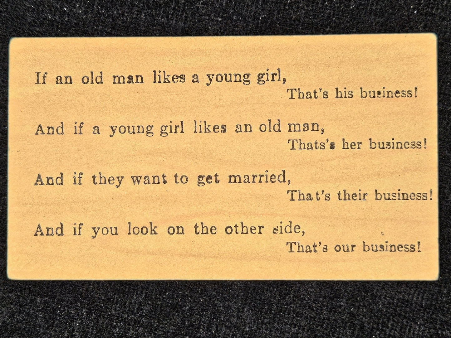 Business Card- Clarence Ruffin- Wood Grain Card with Funny Questions on backside - Carpenter Business Card - Located in NYC