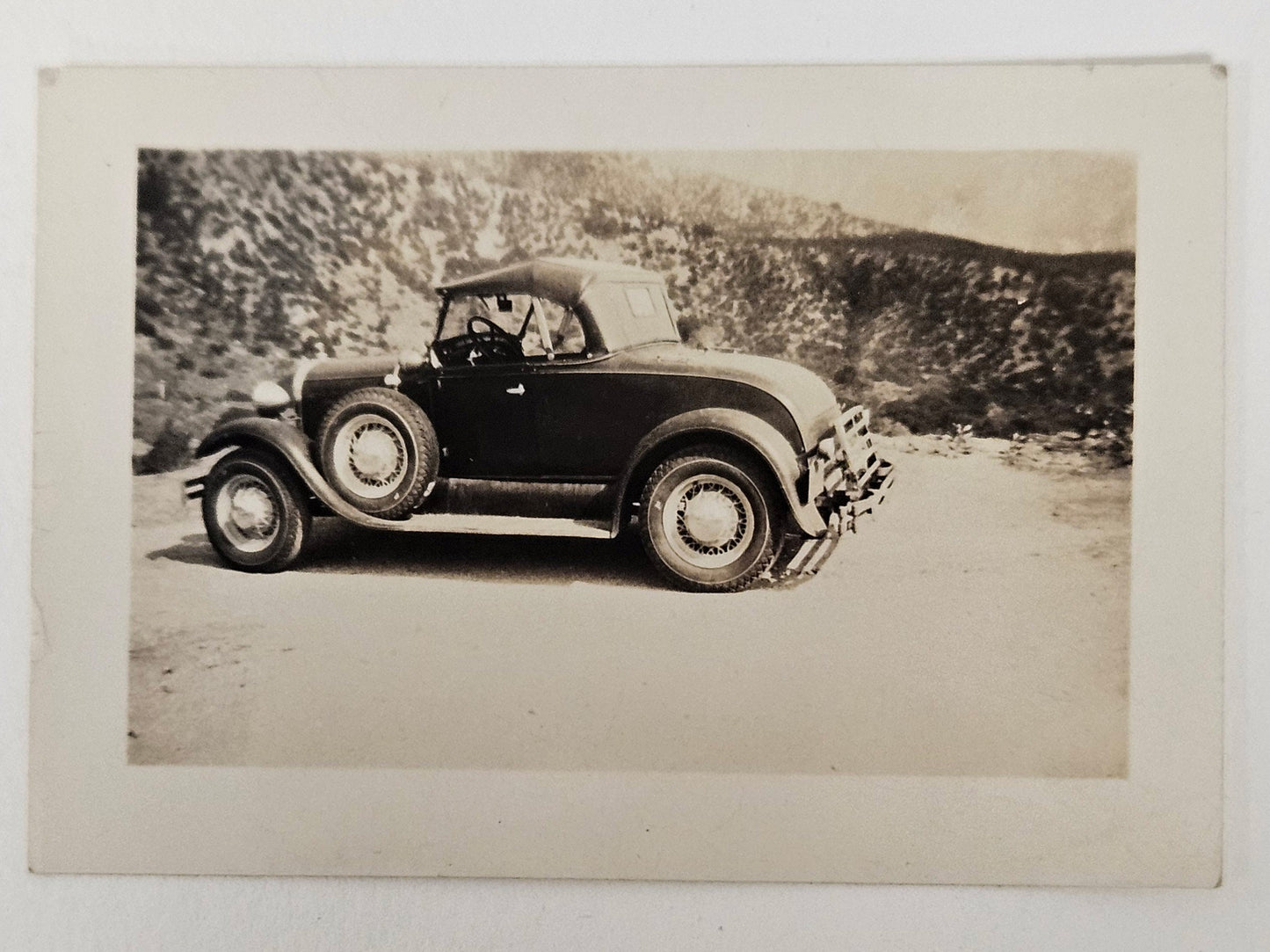 Sepia Toned Photo 1920s Car- "The Object Of My Affections (Until Recently)" - New car with Rumble Seat - Held the heart of a Man - 2" x 2.5"