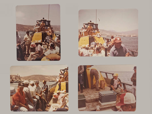 1979 Fishing Trip- Yellow Trawler for Pleasure Fishing - Greg, Bob and Jim,  their Deep Water Fishing Skills - Sold as Set of 4