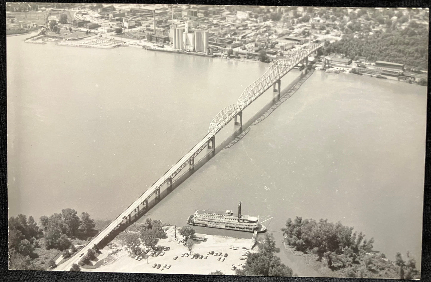 Mark Twain Memorial Bridge - Hannibal, Maryland- Vintage RPPC Bridge Postcard - Arial Black and White Real Photo Postcard