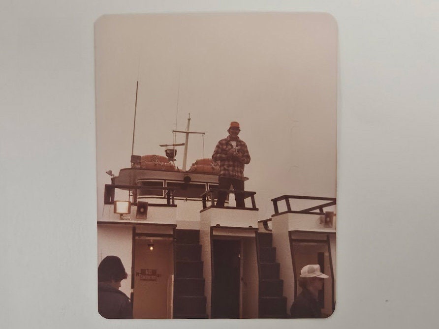 1979 Kodak Color Photo of Fishing Trip in Enscenada - Commercial Sport Fishing- Men Comparing Their Catch on Fishing Trip - sold as set