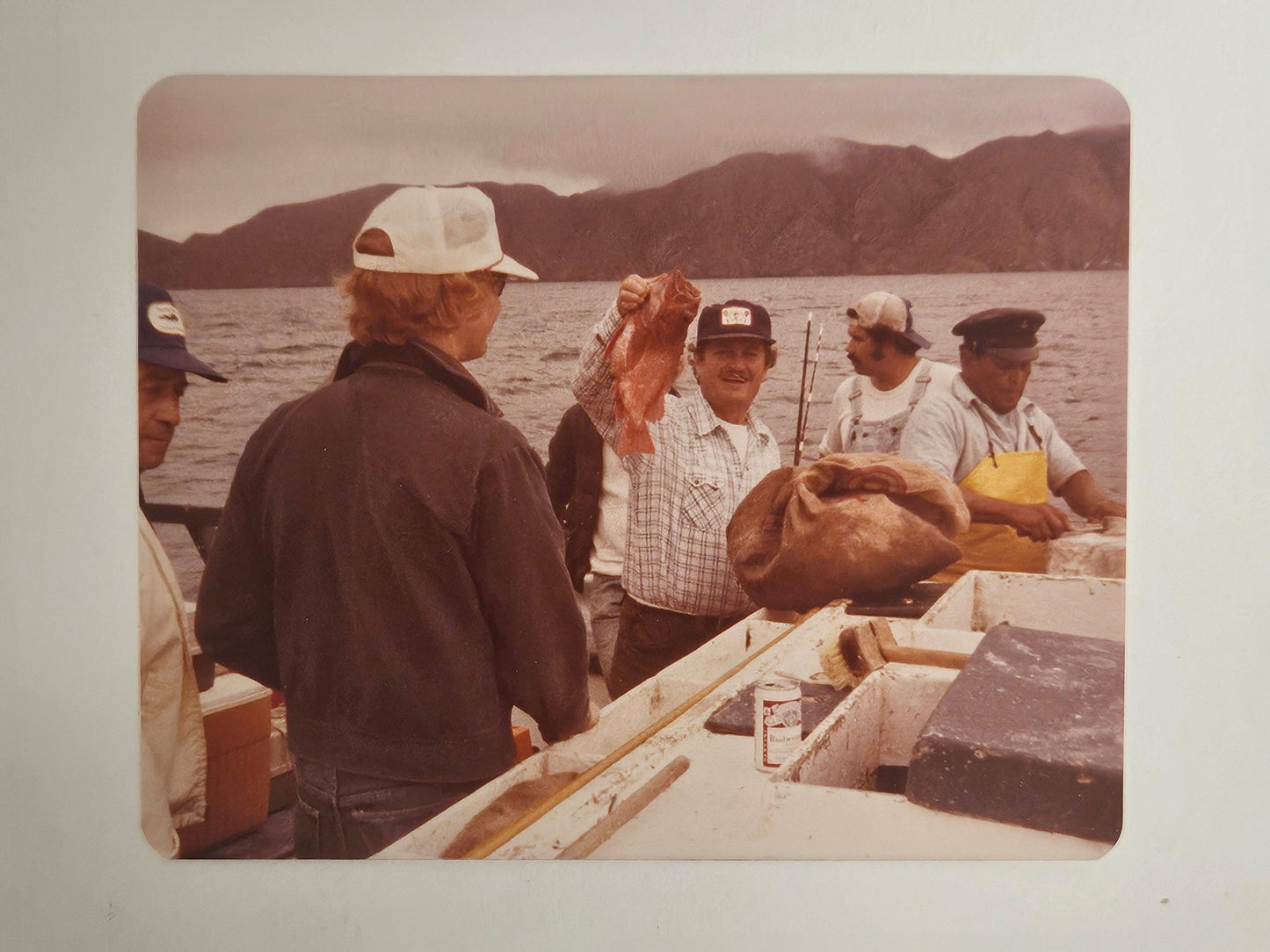 1979 Kodak Color Photo of Fishing Trip in Enscenada - Commercial Sport Fishing- Men Comparing Their Catch on Fishing Trip - sold as set