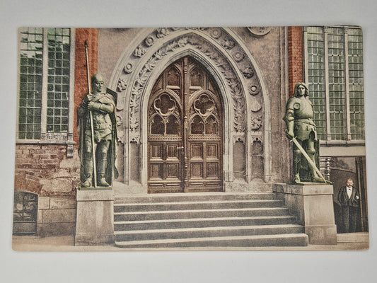 1909 Bremen Town Hall Harjes-Ritter Rathhausportal Germany Postcard - hand tinted color Photo