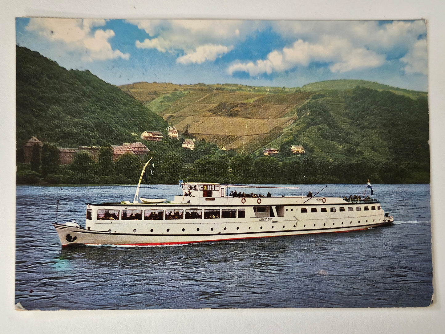 German Ship Diamant Dusseldorf- Passenger Ferry With Mountain Farmland- 1970 Postcard