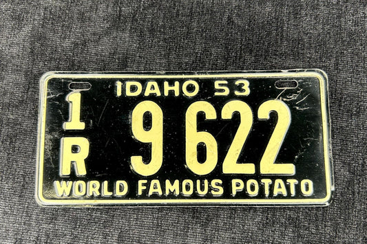 1953 Idaho Bike Plate- World Famous Potato - miniature license Plate - Bike License Plate - Had to have your Plate to be popluar