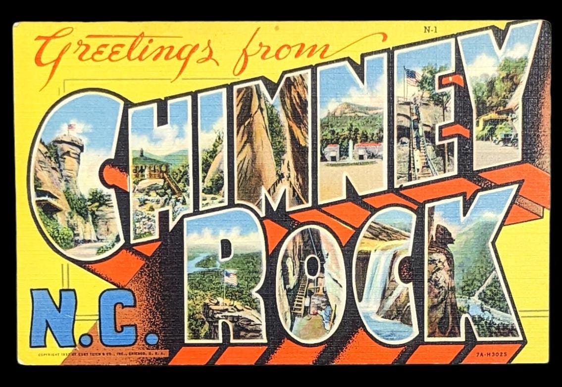 Greetings from Chimney Rock, North Carolina - Digital Print - Marketing Art