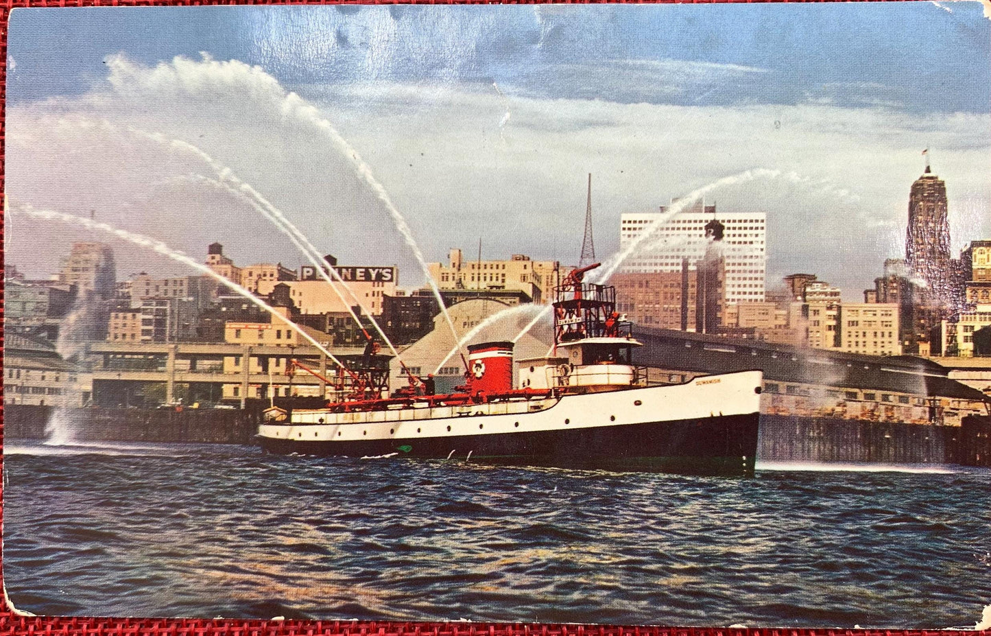 Fire Boat Demonstration on Puget Sound, Seattle, Washington WA Vintage Postcard