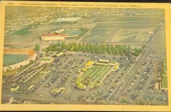 The Farmers Market in Los Angeles, California - Linen Postcard 1940s