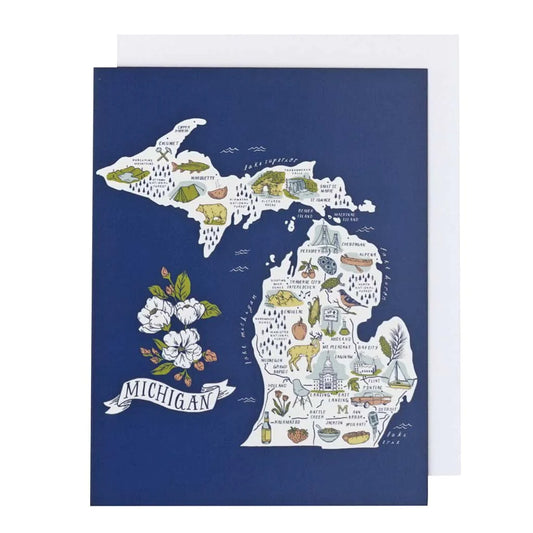 Illustrated Michigan Map Greeting Card