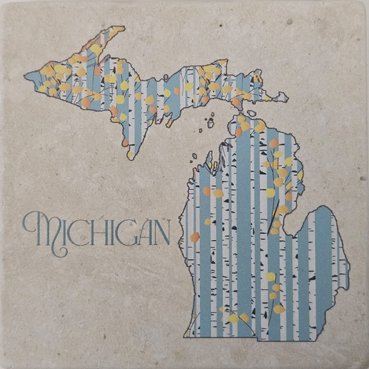 Michigan Birch Tree Marble Coaster, Noomoon