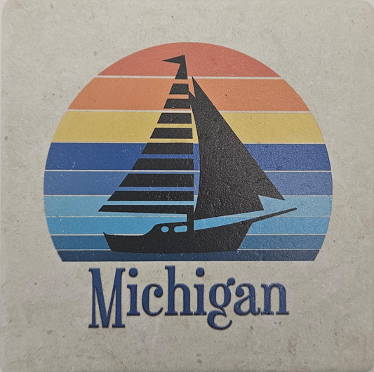 Michigan Sailboat Marble Coaster, Noomoon