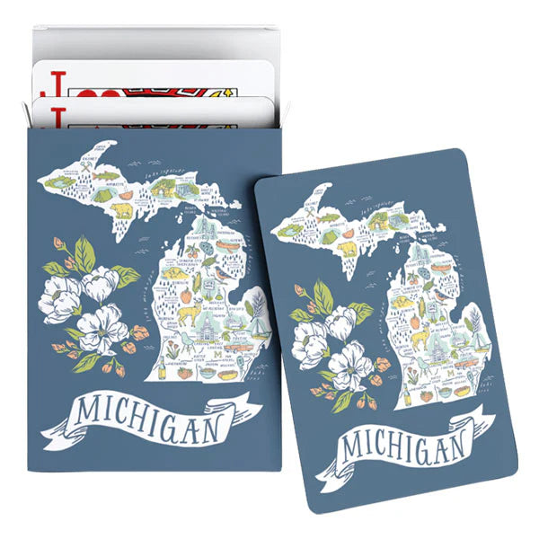 Illustrated Michigan Map Playing Cards