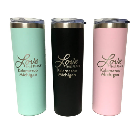 Kalamazoo "Love This Place" Insulated Tumbler With Reusable Straw